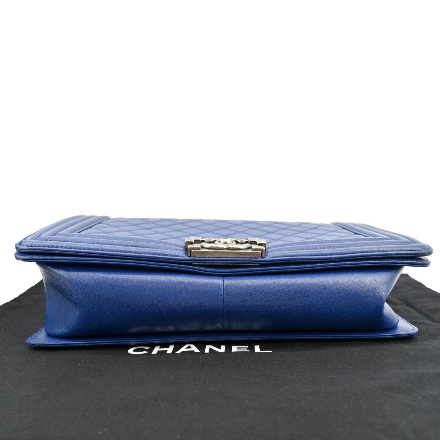 CHANEL Boy Flap Calf Leather Crossbody Bag Blue