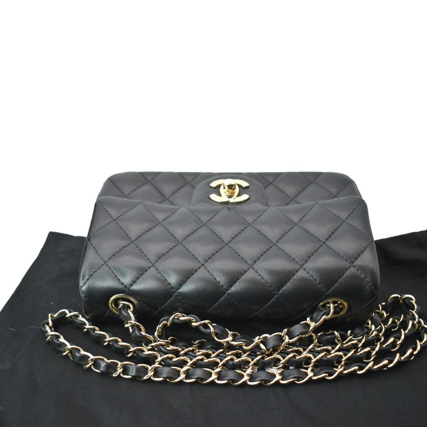 CHANEL Mini Rectangular Flap Quilted Lambskin Leather Shoulder Bag Black