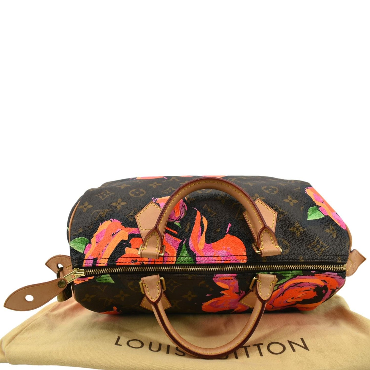LOUIS VUITTON Roses  30 Monogram Canvas Satchel Bag Brown