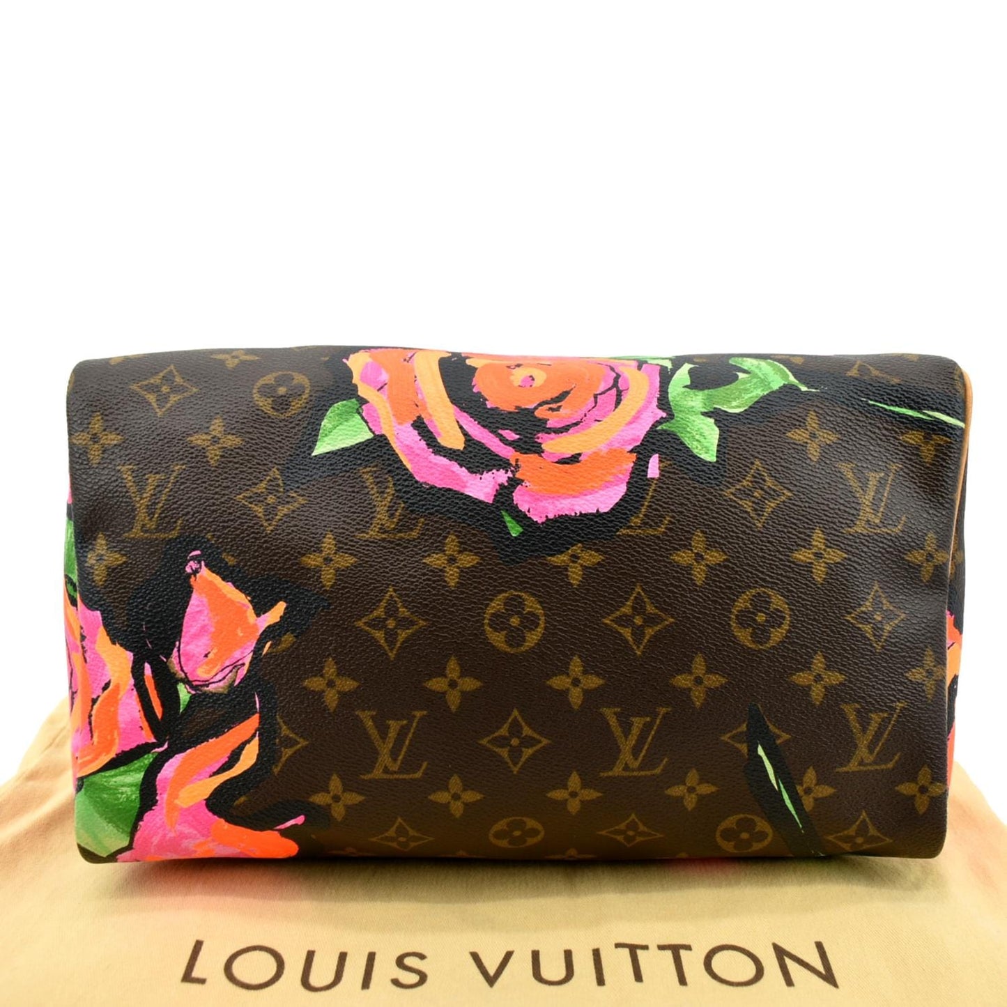 LOUIS VUITTON Roses  30 Monogram Canvas Satchel Bag Brown
