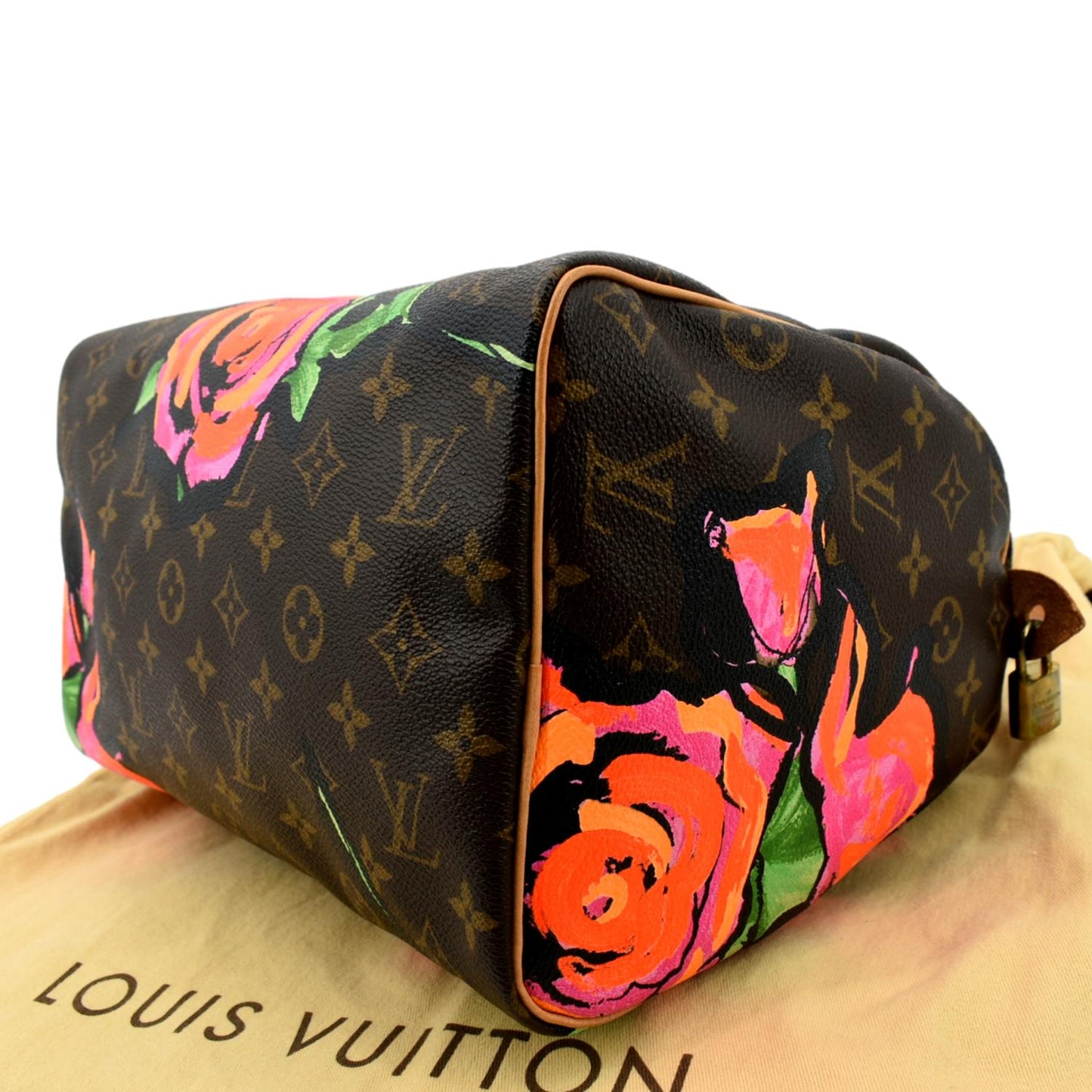 LOUIS VUITTON Roses  30 Monogram Canvas Satchel Bag Brown
