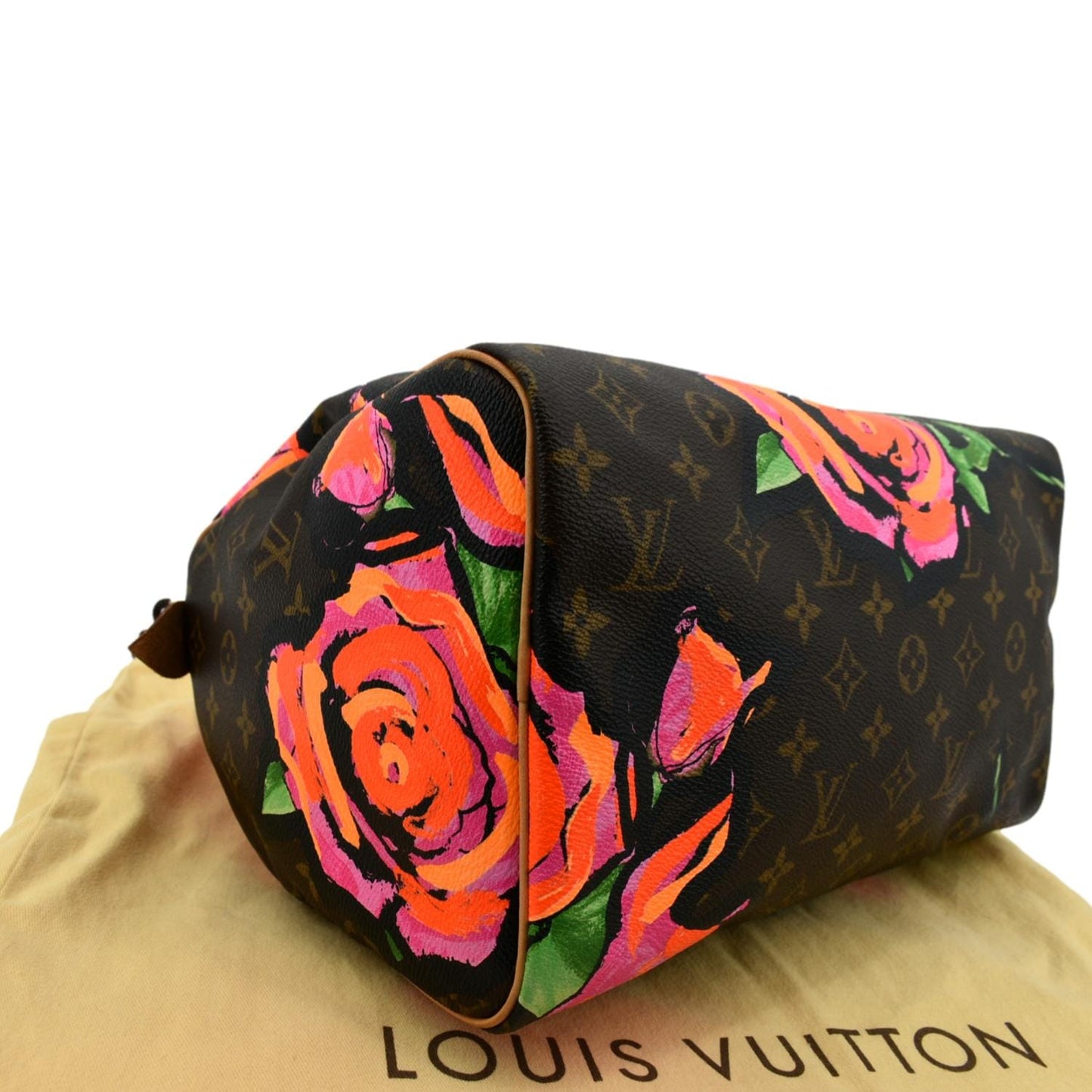 LOUIS VUITTON Roses  30 Monogram Canvas Satchel Bag Brown