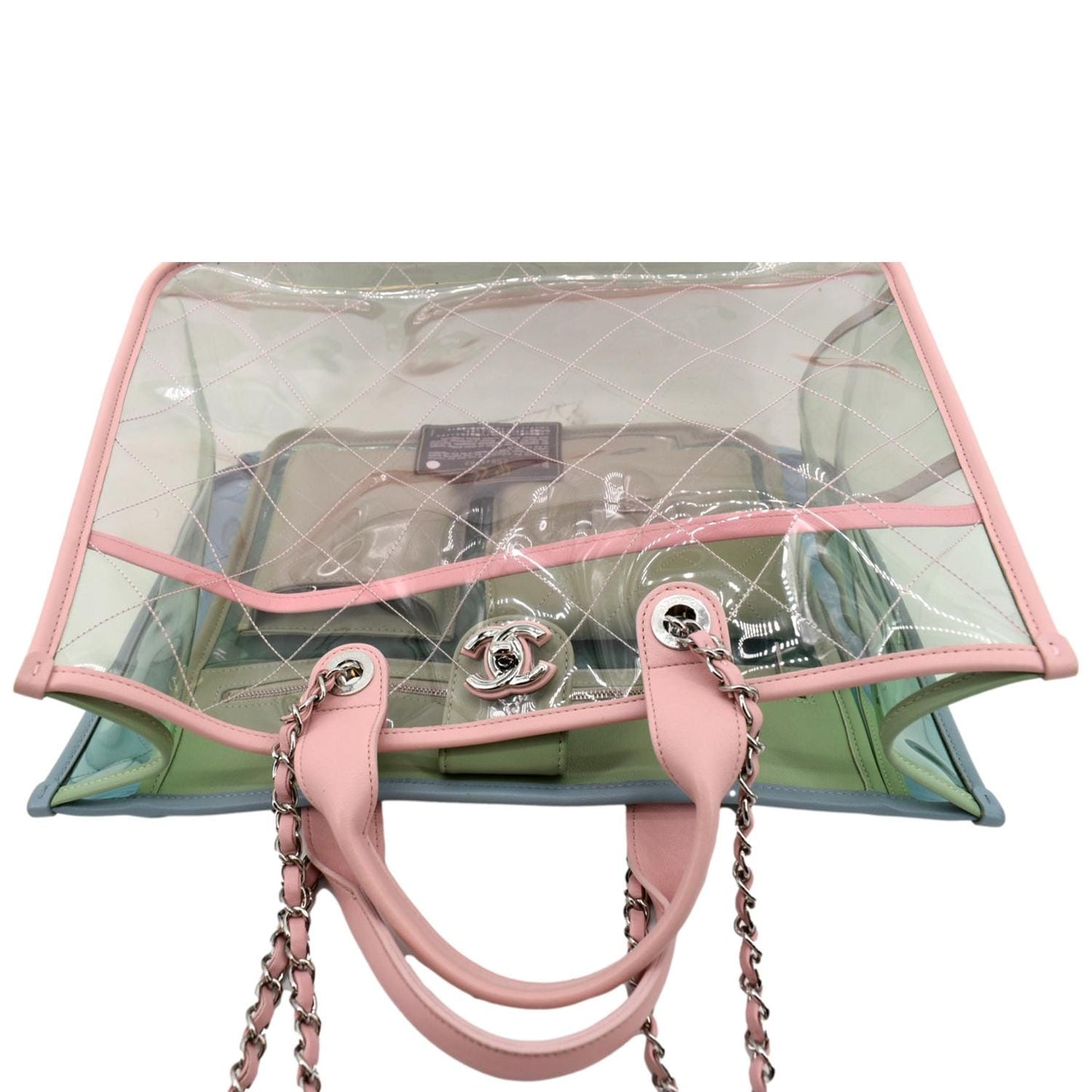 CHANEL Coco Splash Lambskin PVC Quilted Shopping Tote Pink