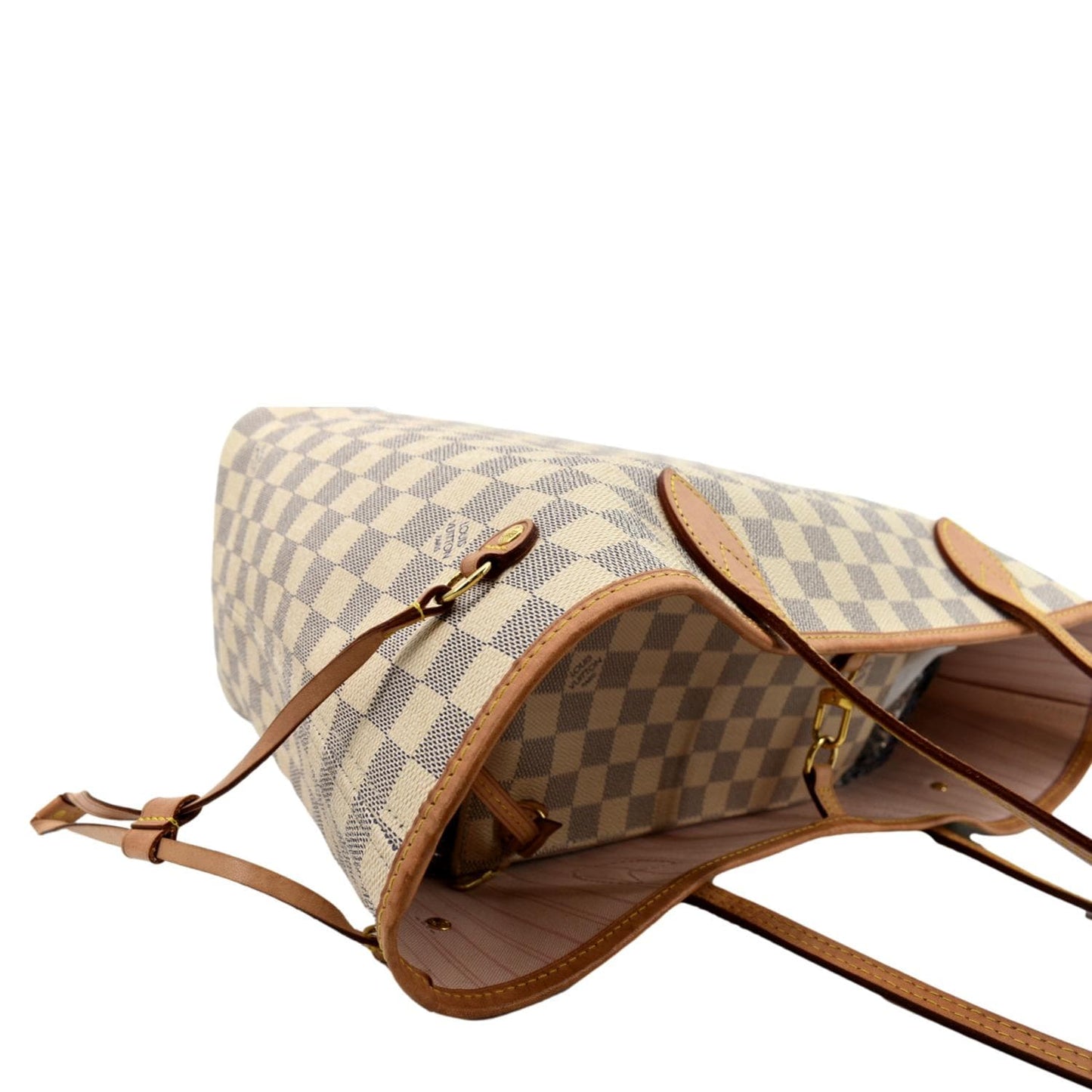 LOUIS VUITTON Neverfull MM Damier Azur Tote Bag White -