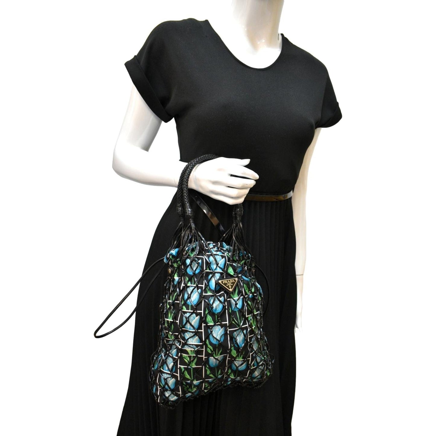 PRADA Rete Fabric Mesh Netted Tote Bag Multicolor
