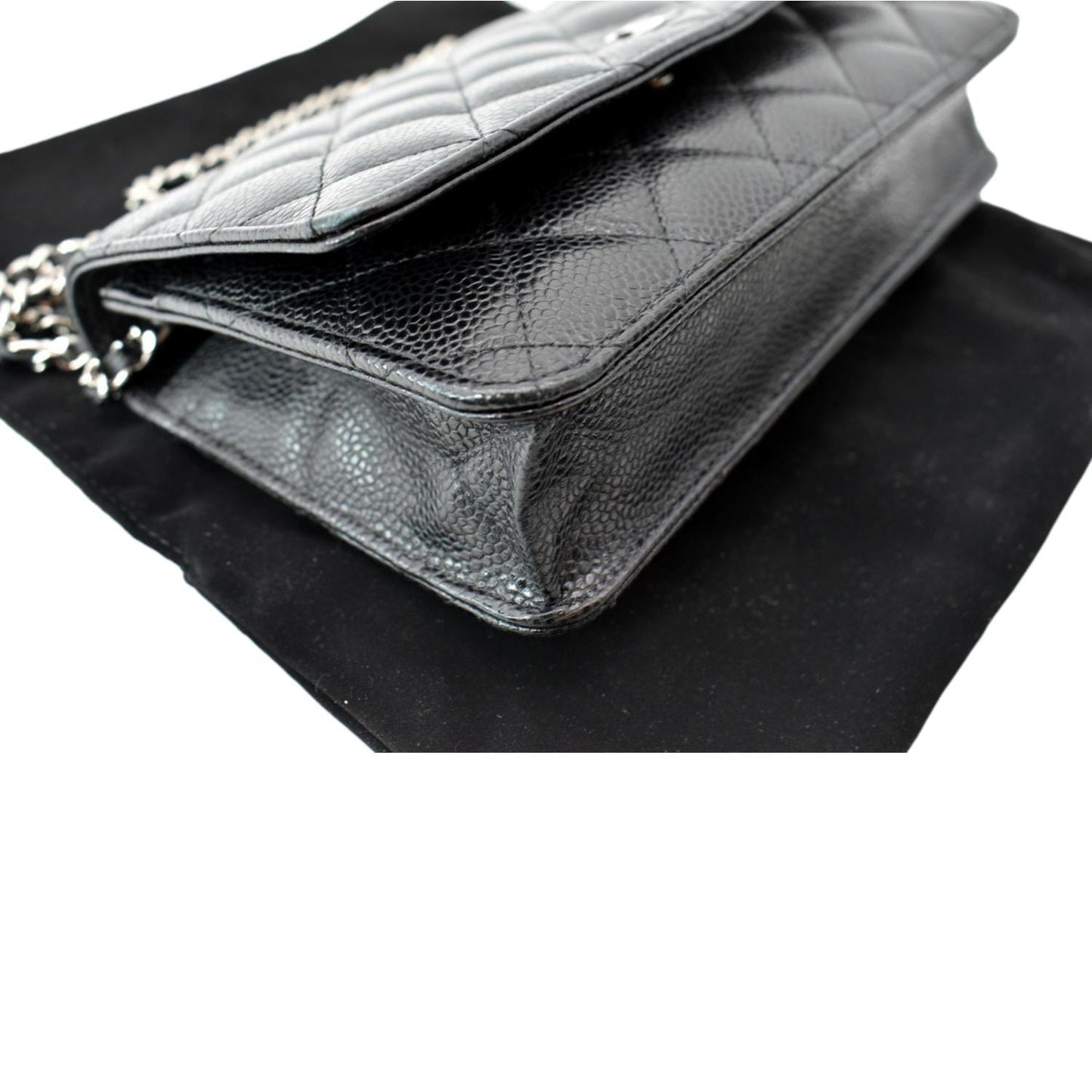 CHANEL CC WOC Caviar Leather Wallet On Chain Crossbody Bag Black