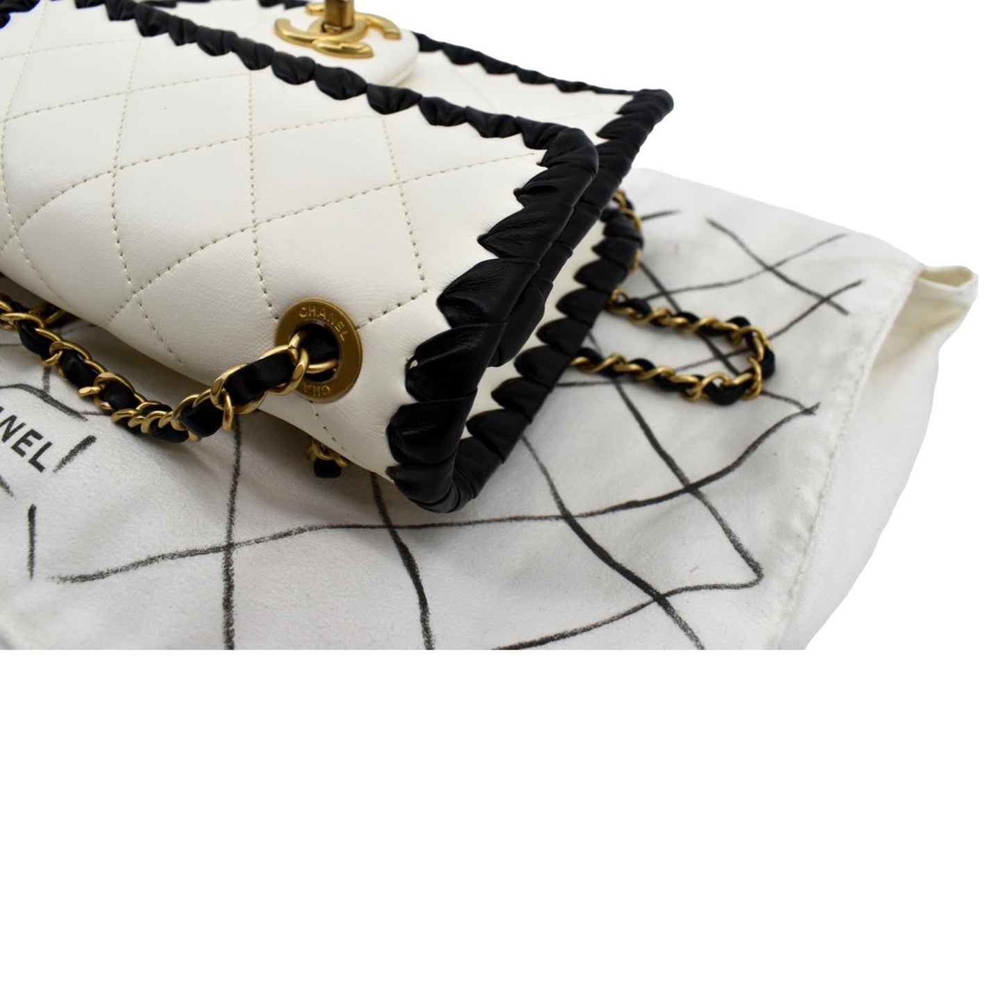 CHANEL Mini My Own Frame Flap Braided Calfskin Leather Shoulder Bag White