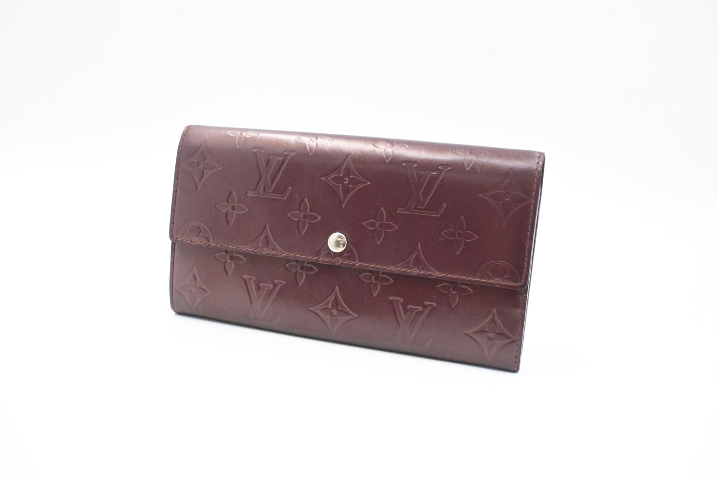 Louis Vuitton Sarah Wallet in Matte Burgundy Leather