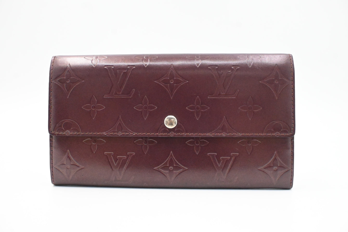 Louis Vuitton Sarah Wallet in Matte Burgundy Leather