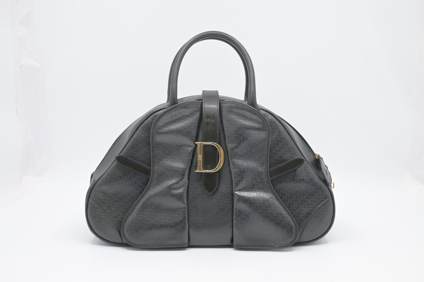Dior Saddle Bowler in Black Mini Oblique Leather