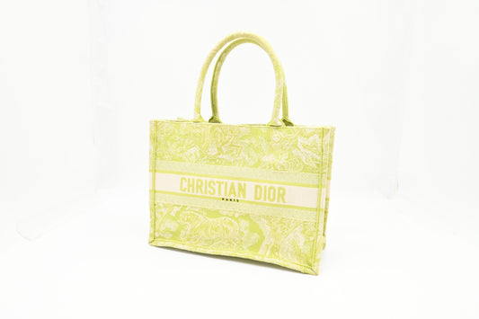 Dior Medium Book Tote in Green Toile de Jouy Sauvage Embroidery