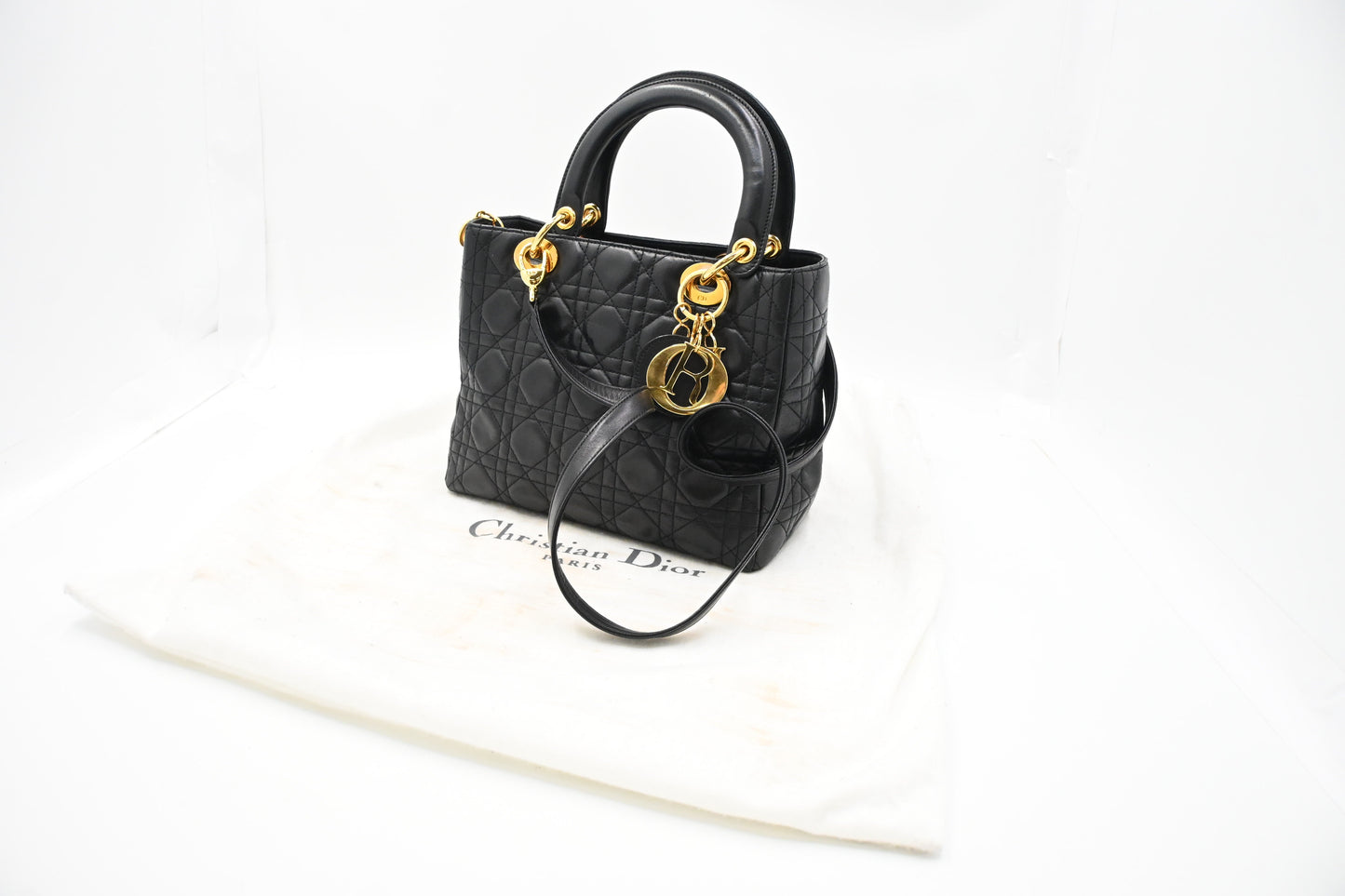Dior Medium Lady Dior in Black Cannage Leather