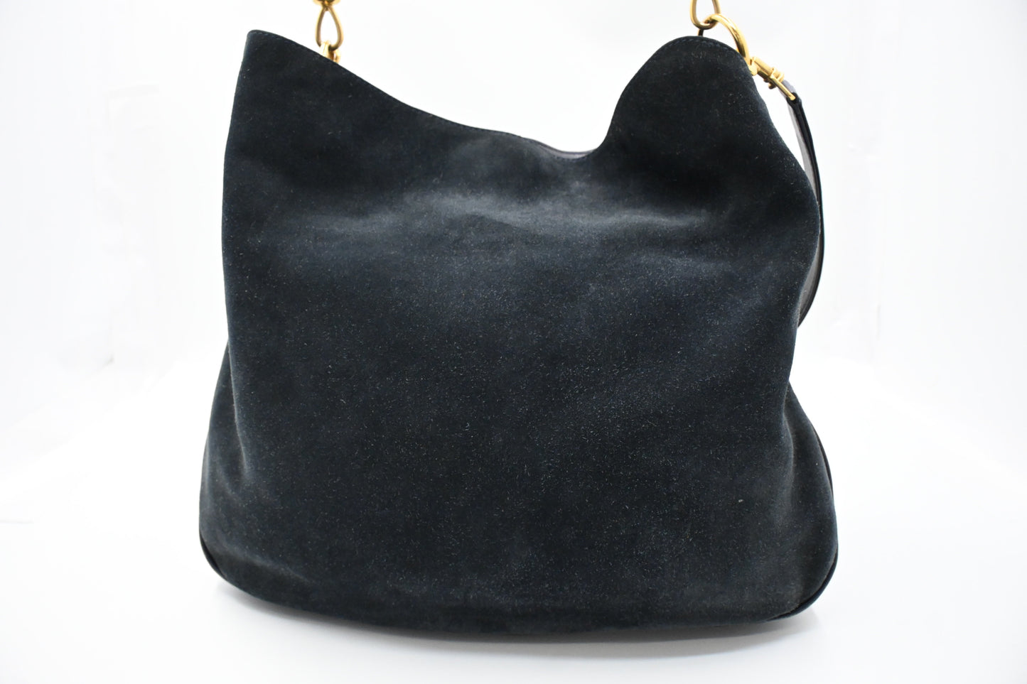 Gucci 2-Way Bamboo Tote Bag in Dark Blue Suede