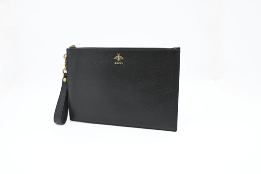 Gucci Bee Clutch in Black Leather