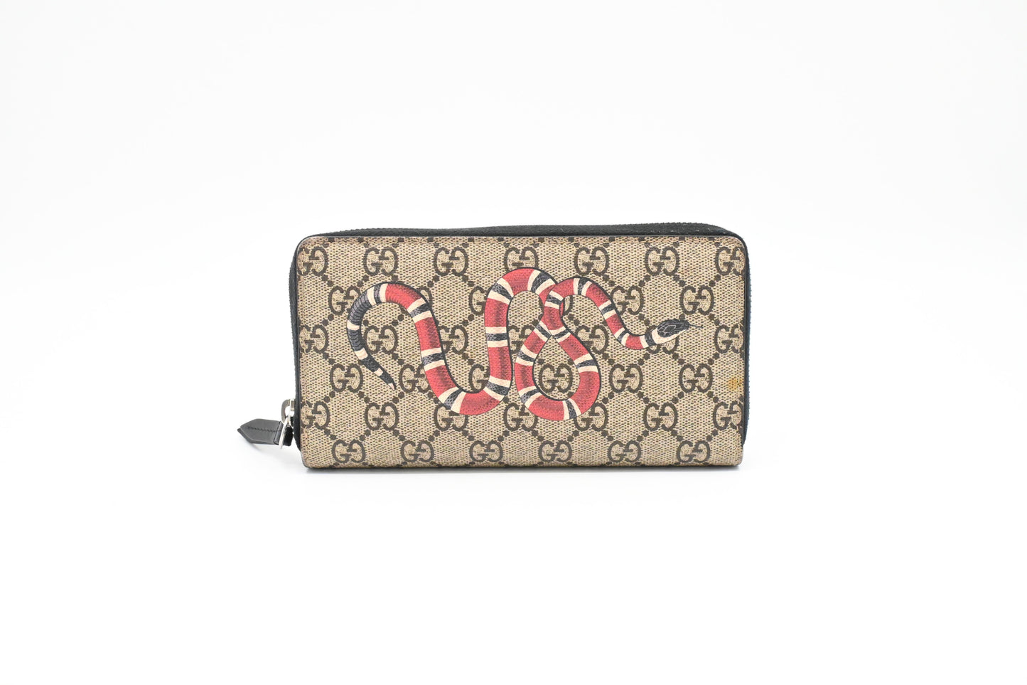 Gucci Zippy Snake Wallet in GG Supreme Canvas