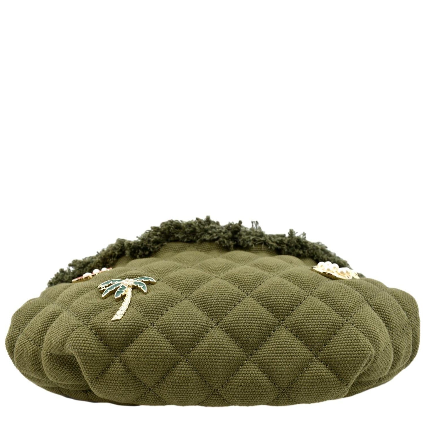 CHANEL Coco Cuba Charms Canvas Lambskin Leather Waist Bag Khaki