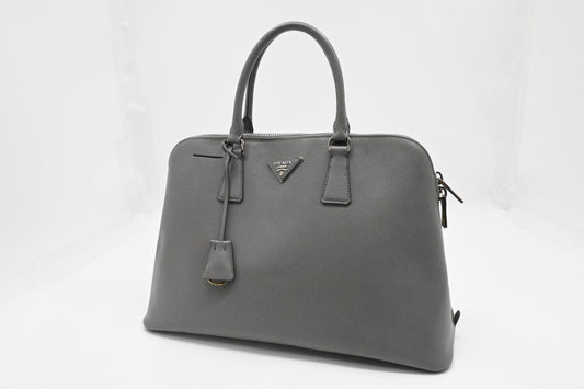 Prada Promenade in Gray Saffiano Leather