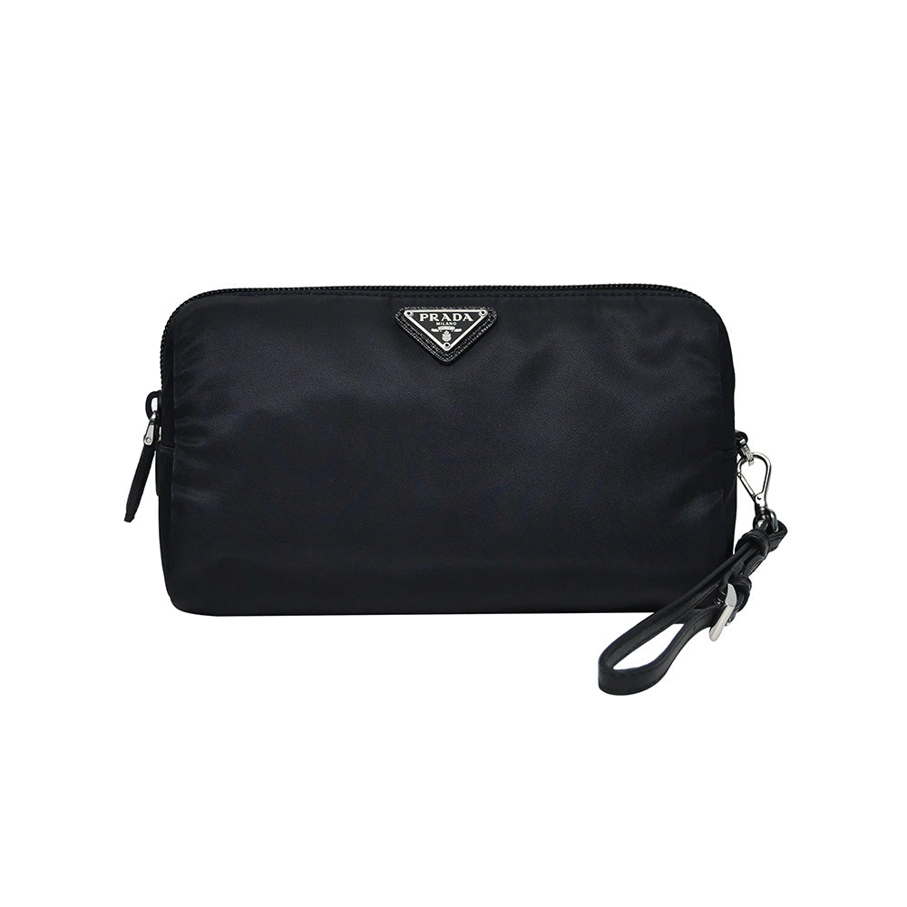 Prada Nero Tessuto Saffiano Leather Pouch with Wristlet [Clearance Sale]