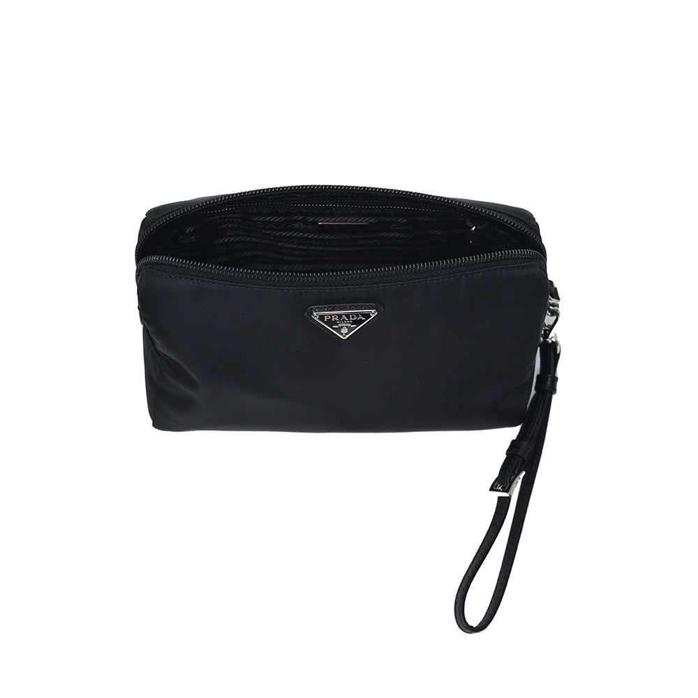 Prada Nero Tessuto Saffiano Leather Pouch with Wristlet [Clearance Sale]