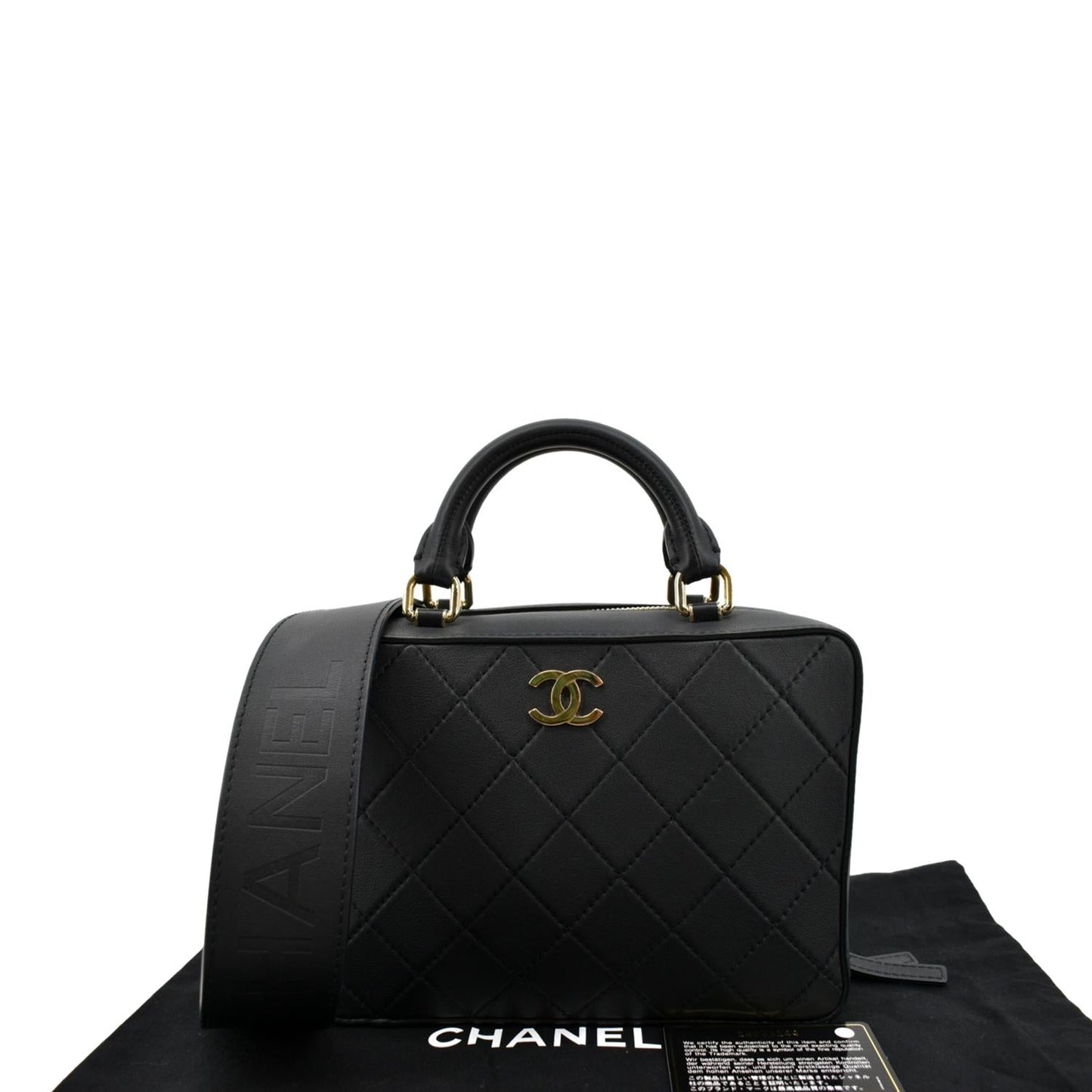 CHANEL Vanity Leather Crossbody Bag Black-