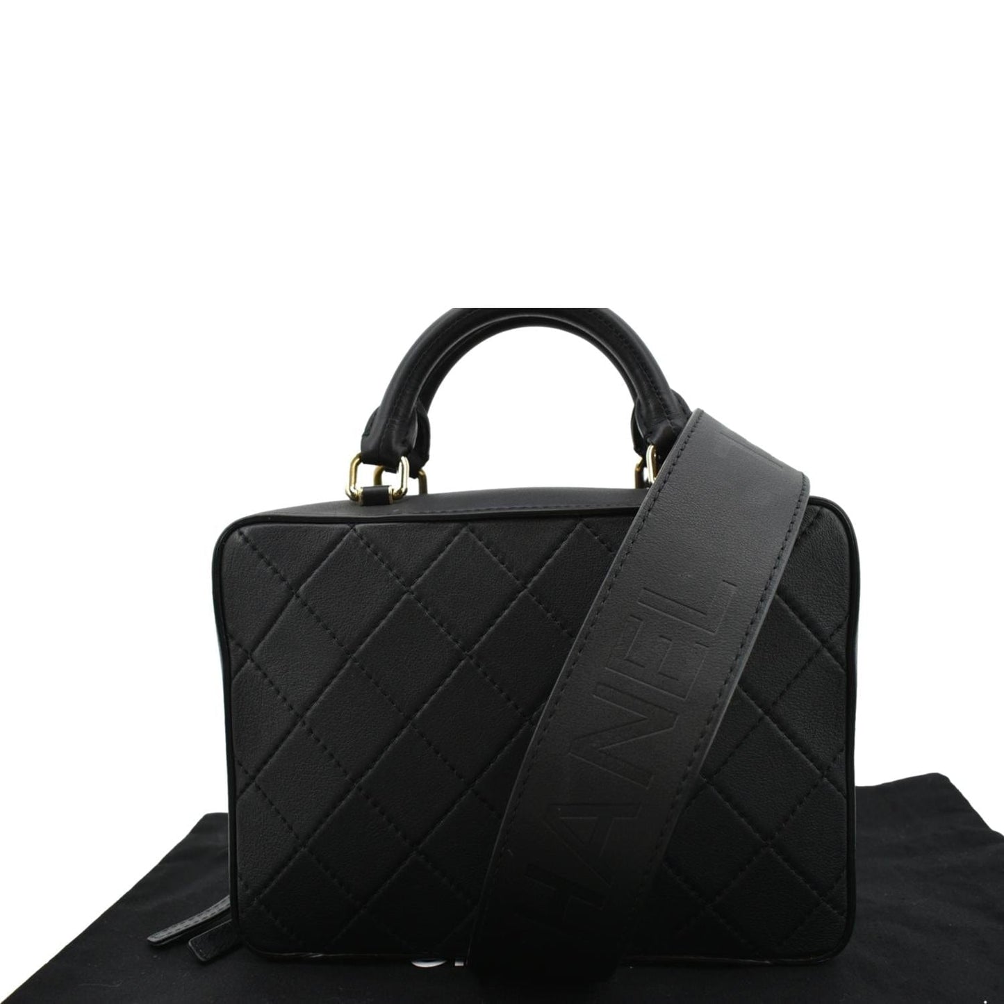 CHANEL Vanity Leather Crossbody Bag Black-