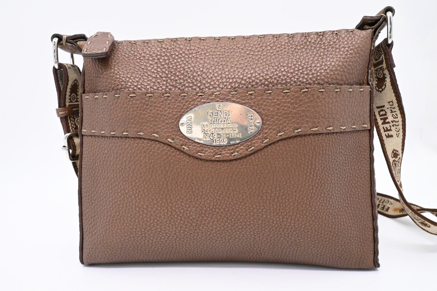 Fendi Selleria Crossbody in Metallic Brown Leather