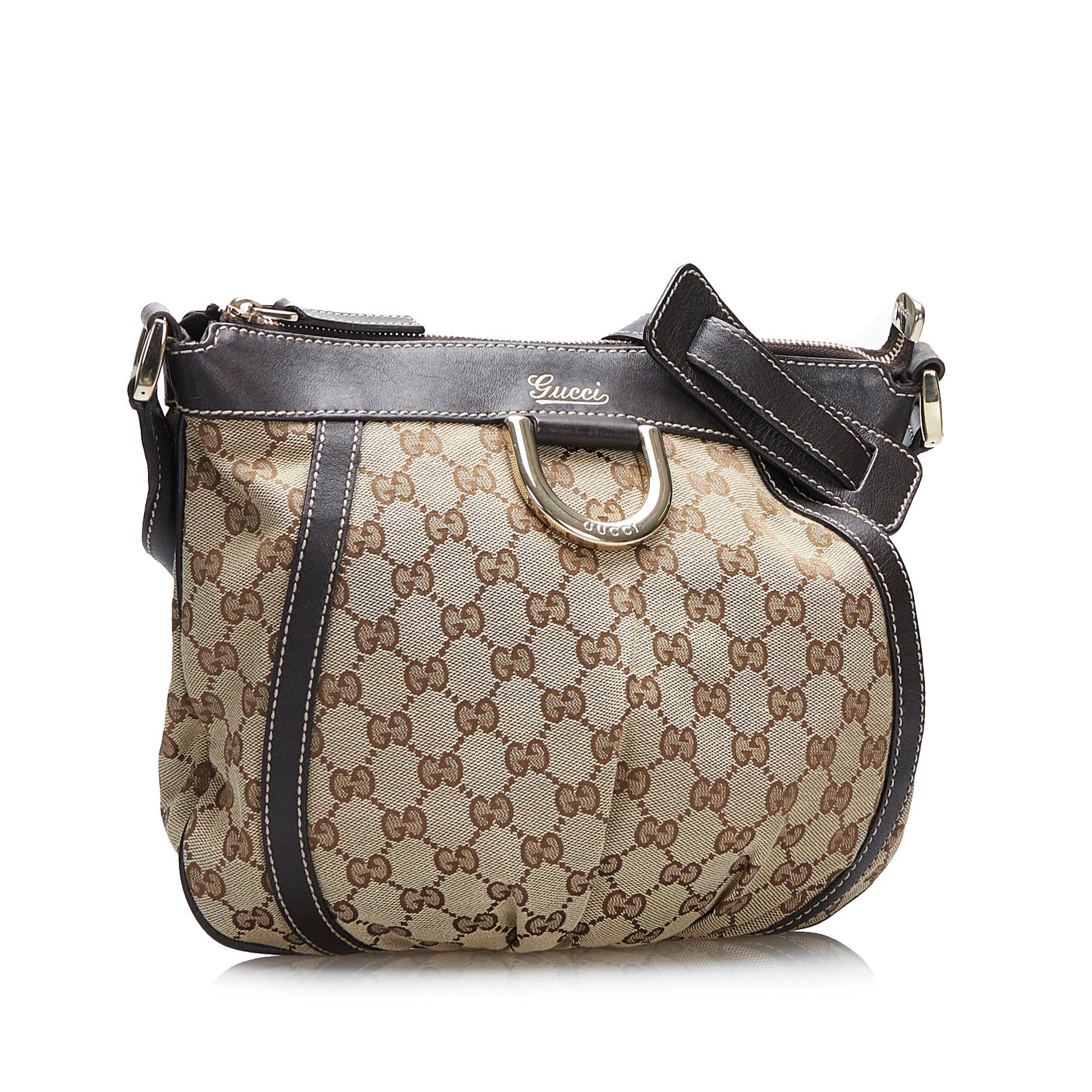 Gucci Abbey Leather Canvas Crossbody