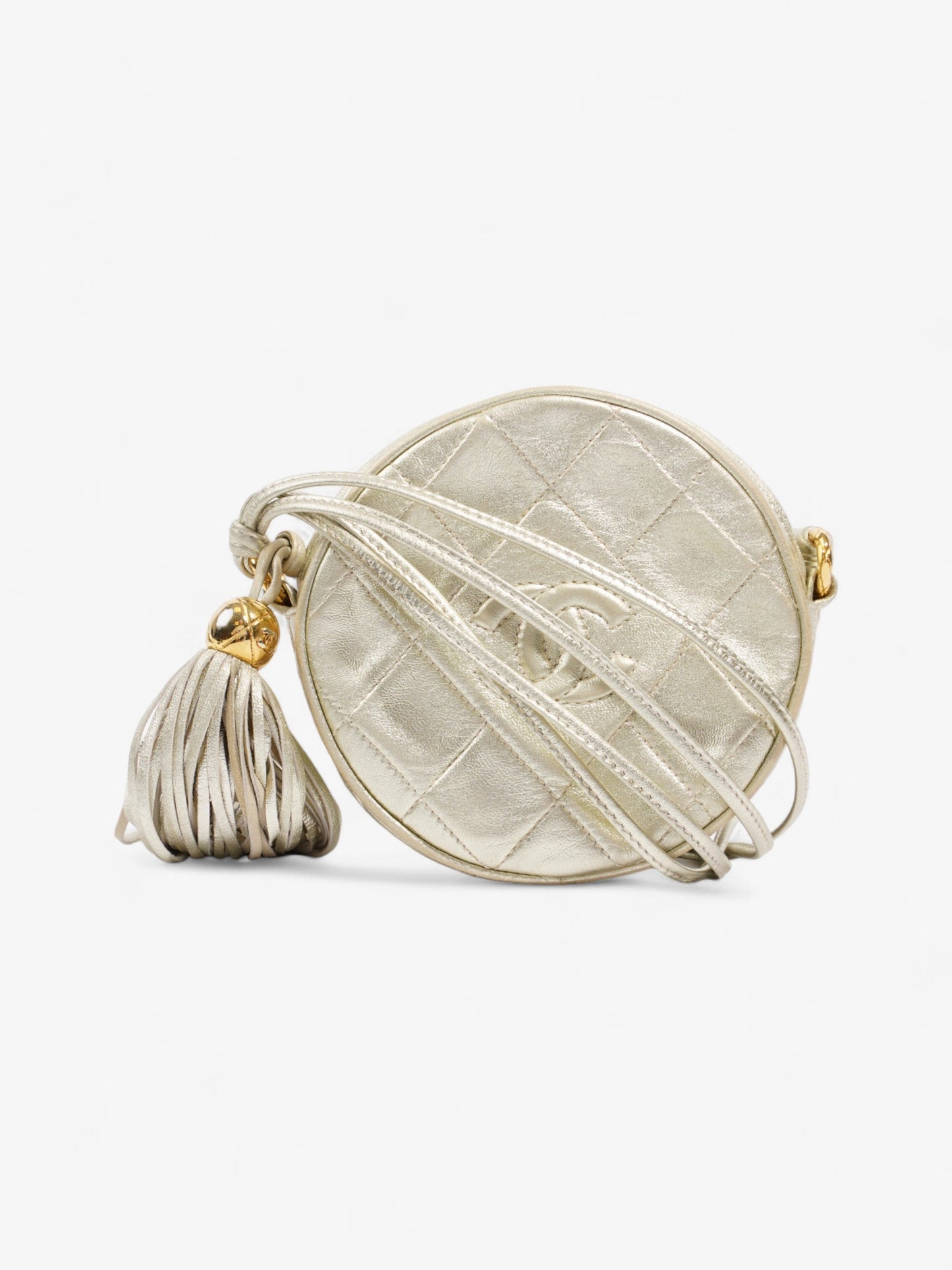 Chanel Round Logo Bag Gold Leather Mini