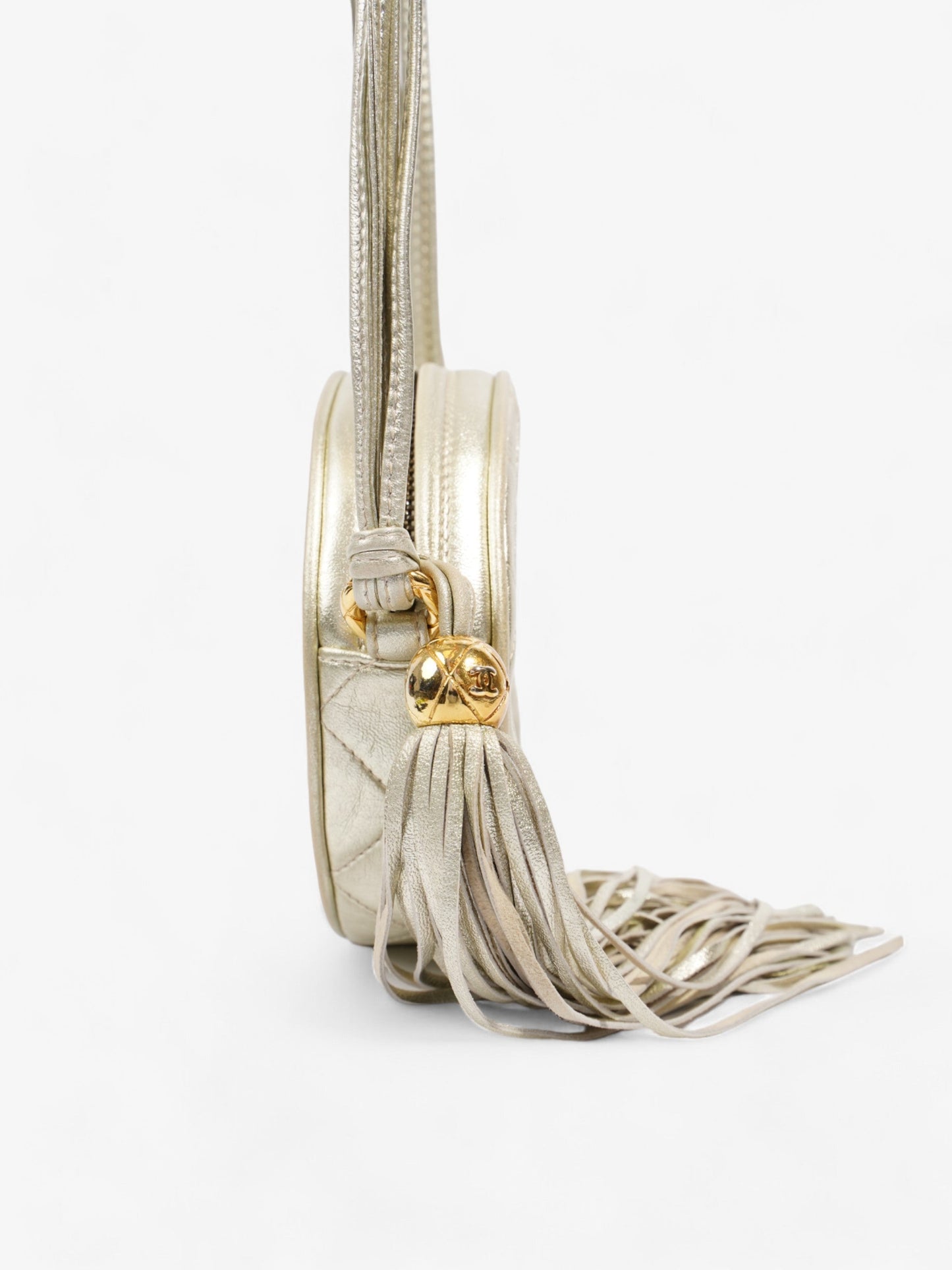 Chanel Round Logo Bag Gold Leather Mini