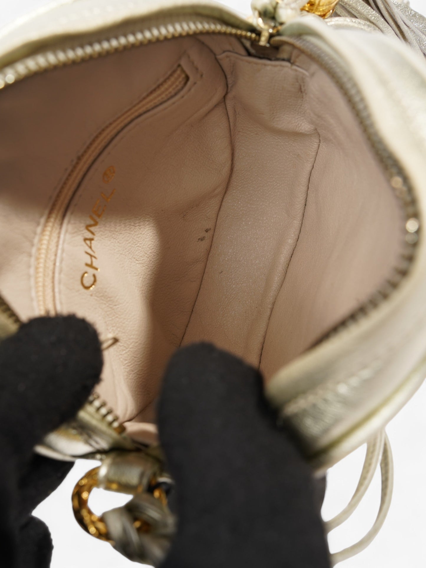 Chanel Round Logo Bag Gold Leather Mini