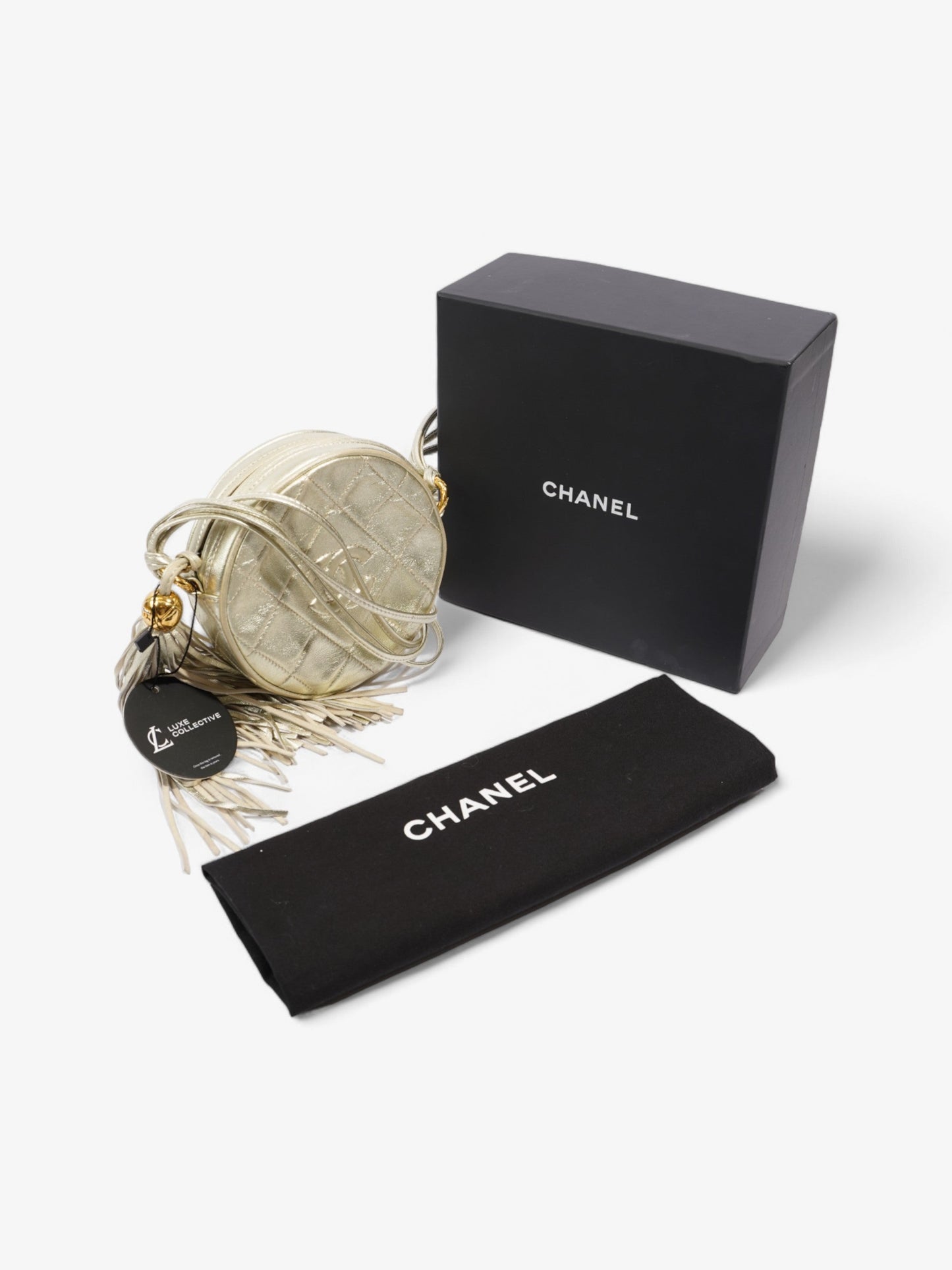Chanel Round Logo Bag Gold Leather Mini