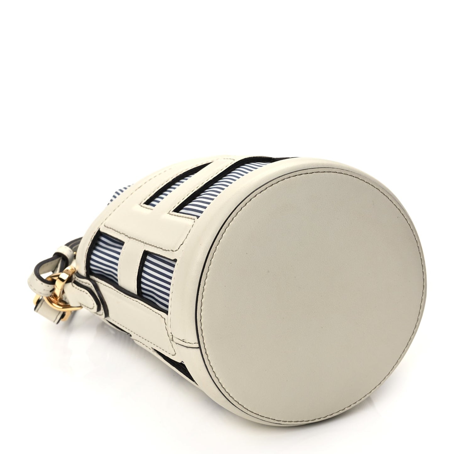 Fendi Fabric Jacquard Vitello Grace Striped Mini Step Out Rice Mirto
