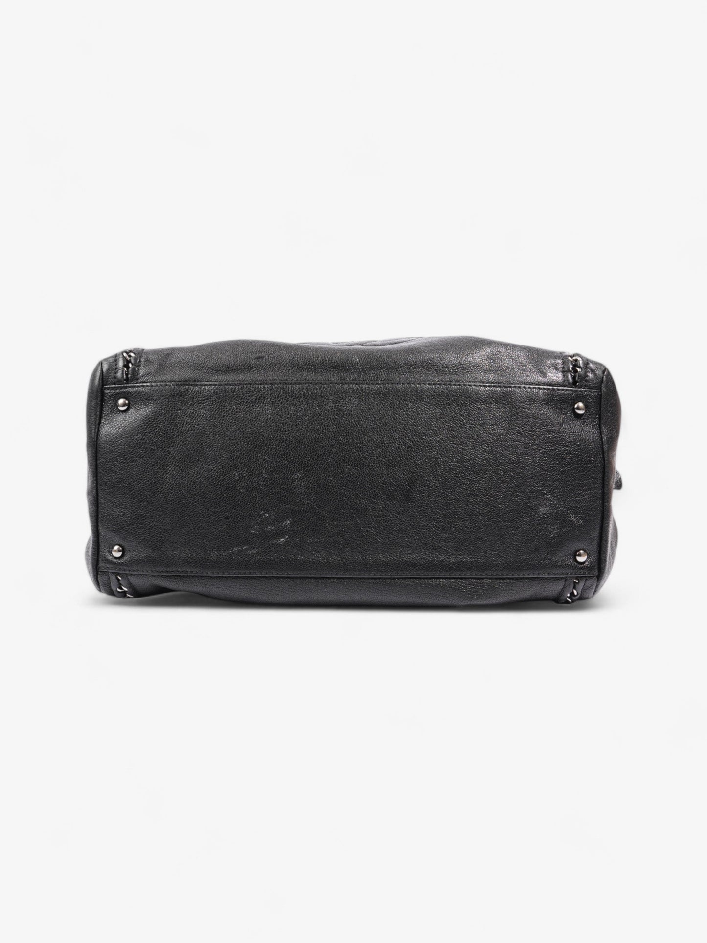 Chanel Luxe Ligne Bowling Bag Black Goatskin Leather Large