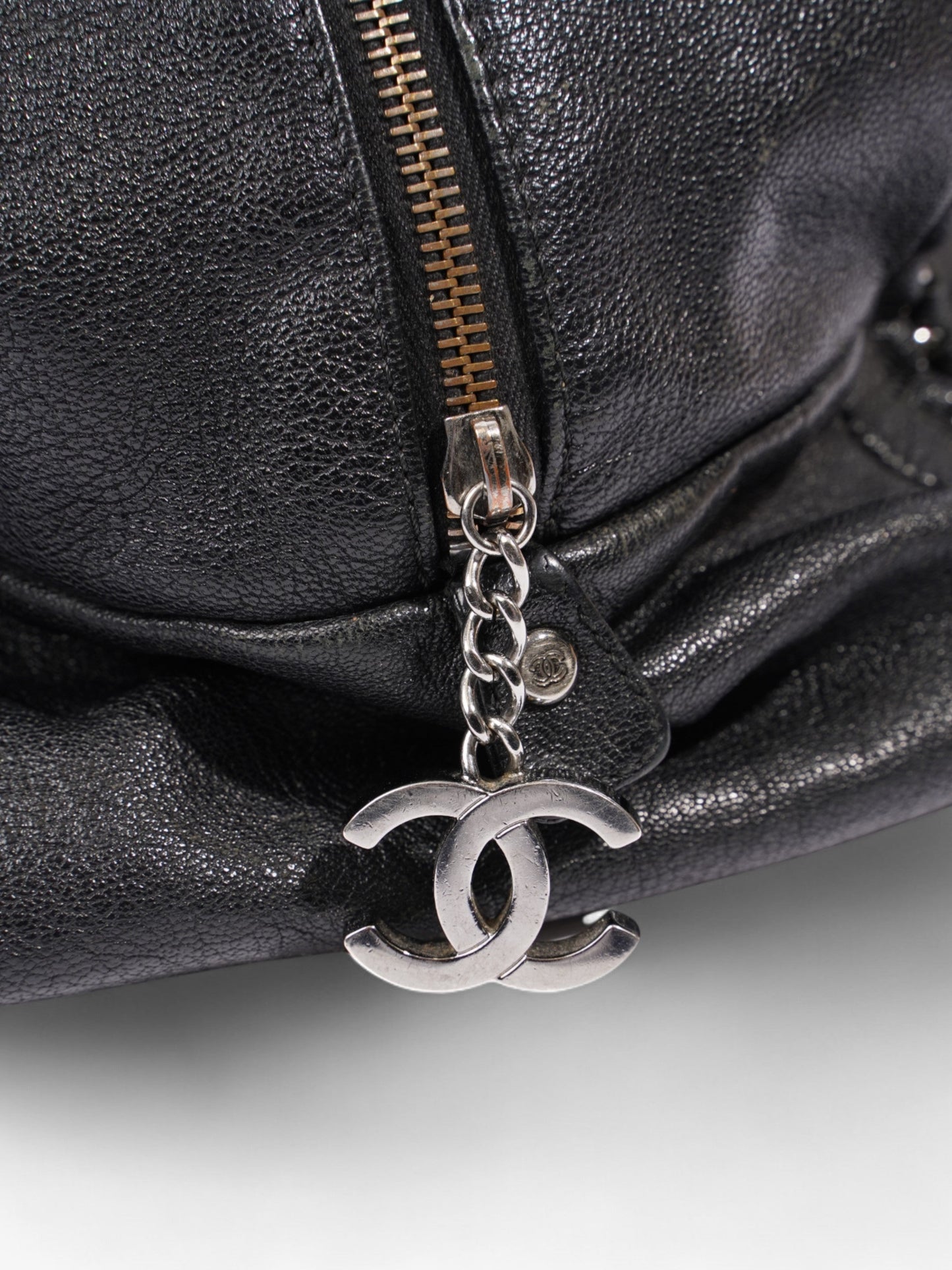 Chanel Luxe Ligne Bowling Bag Black Goatskin Leather Large