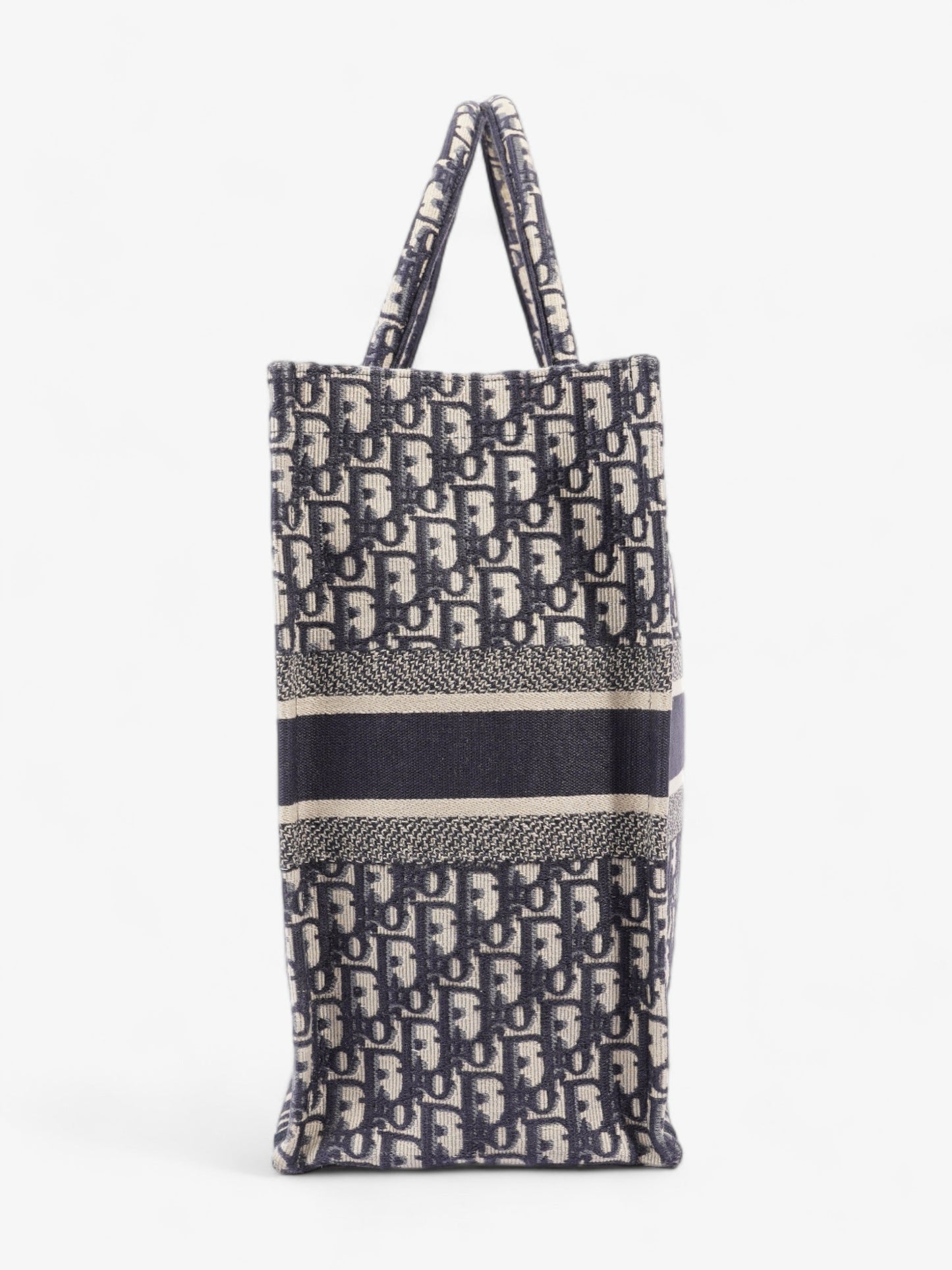 Christian Dior Book Tote Ecru and Blue Dior Oblique Canvas Large