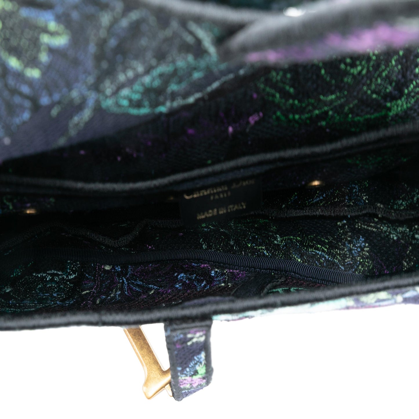 Dior Canvas Embroidered Floral Saddle Bag