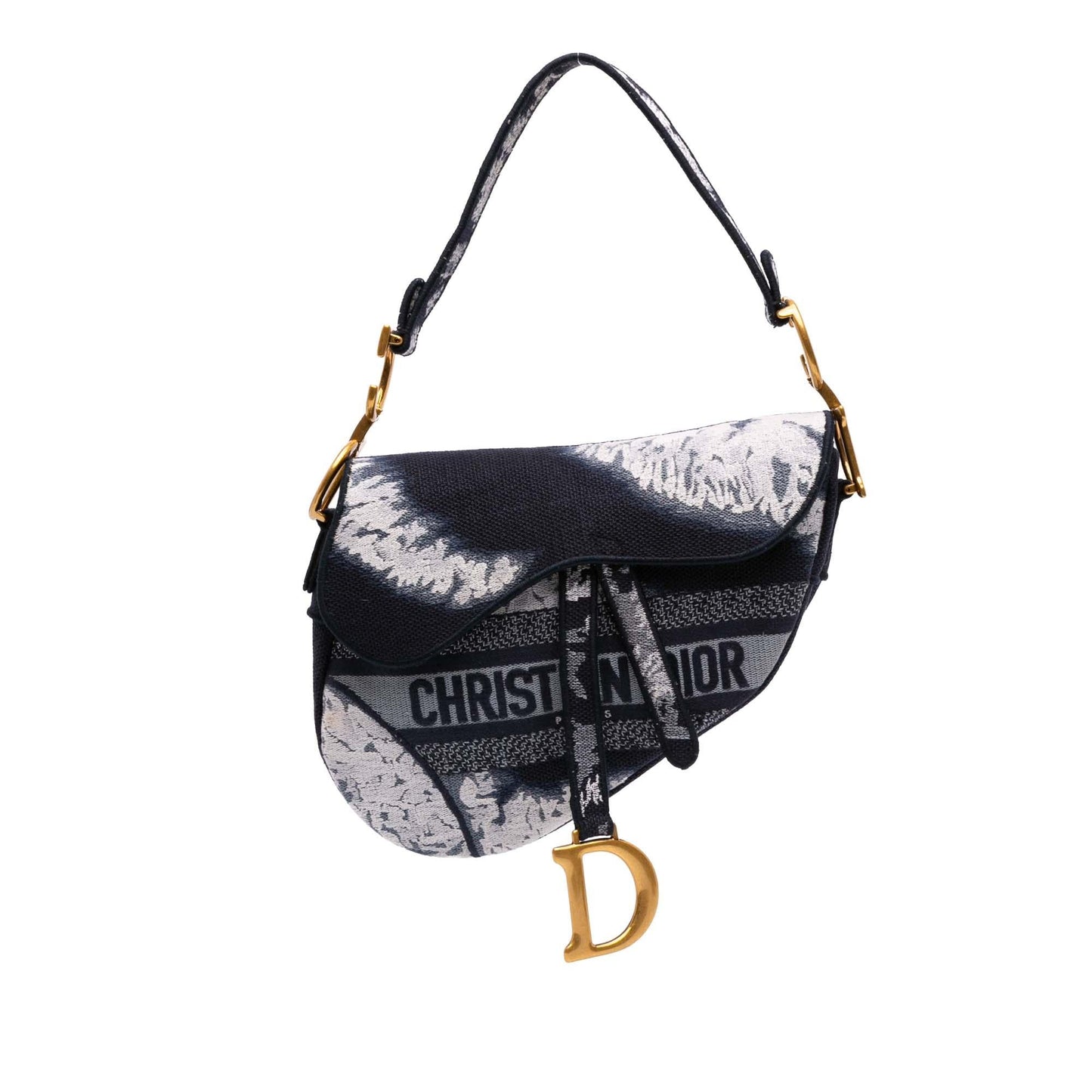 Dior Canvas Embroidered Tie Dye Saddle Bag