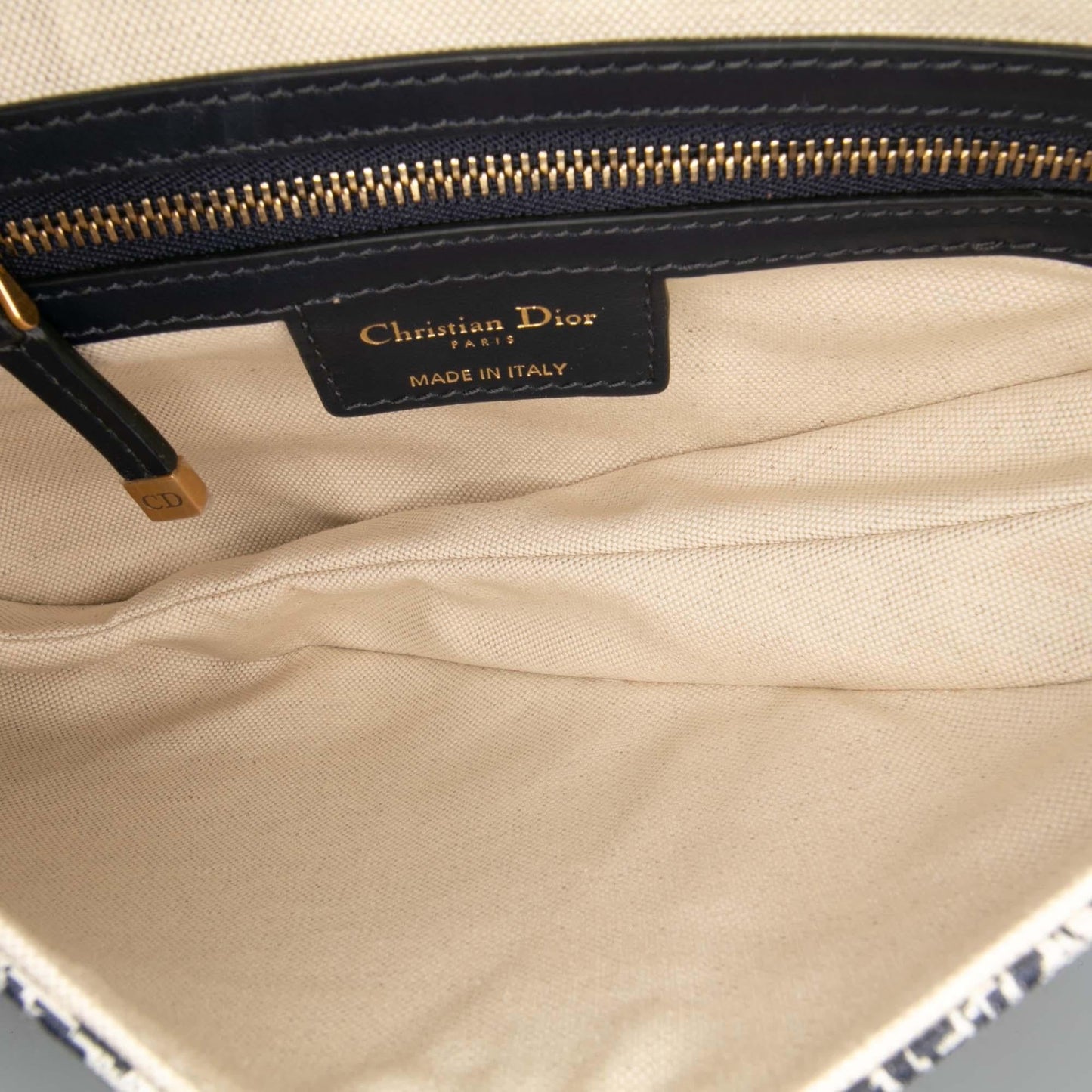 Dior Canvas Reverse Embroidered Toile De Jouy Saddle Bag
