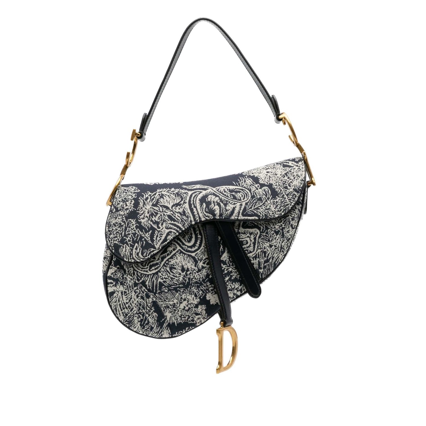 Dior Canvas Reverse Embroidered Toile De Jouy Saddle Bag