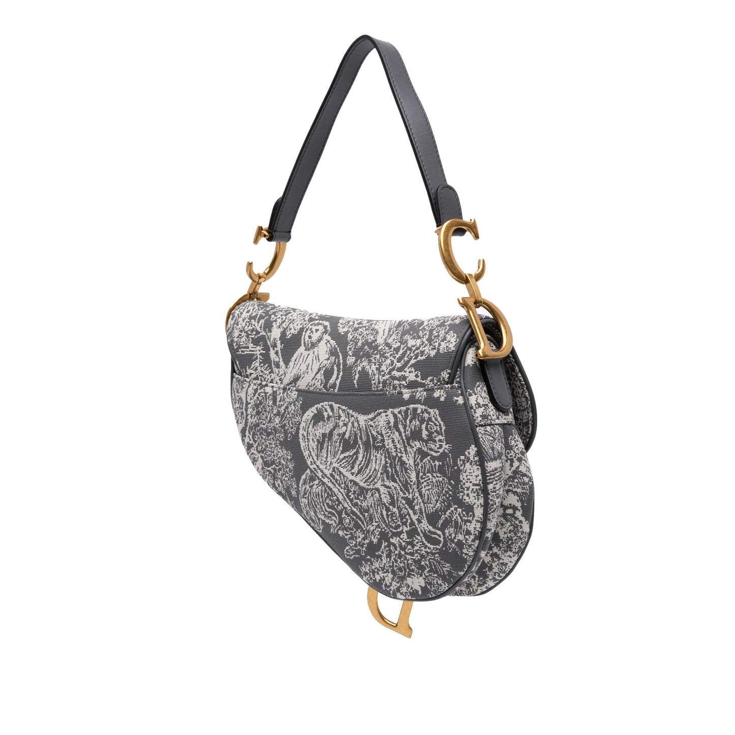 Dior Canvas Reverse Embroidered Toile De Jouy Saddle Bag