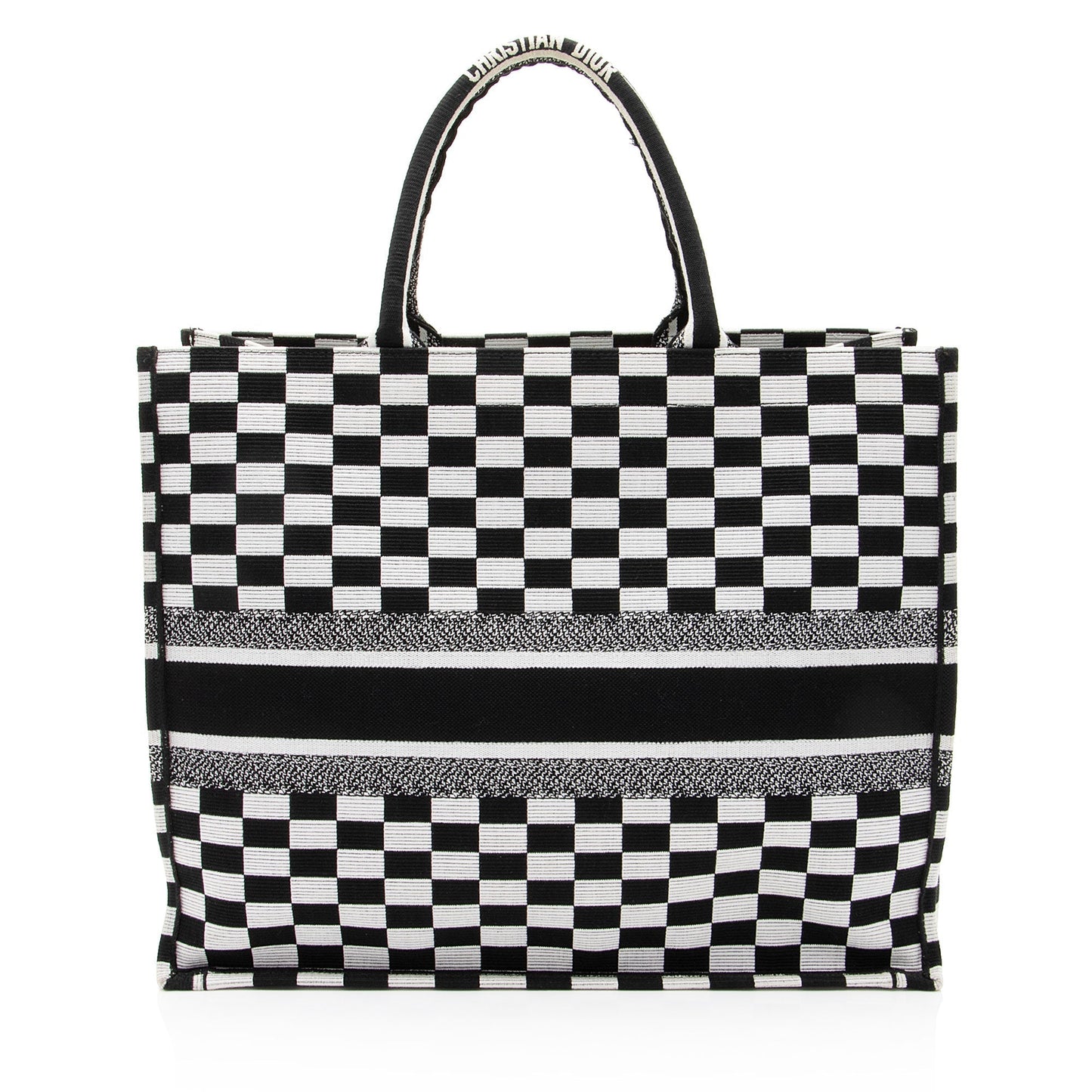 Dior Embroidered Canvas Checkered Book Tote