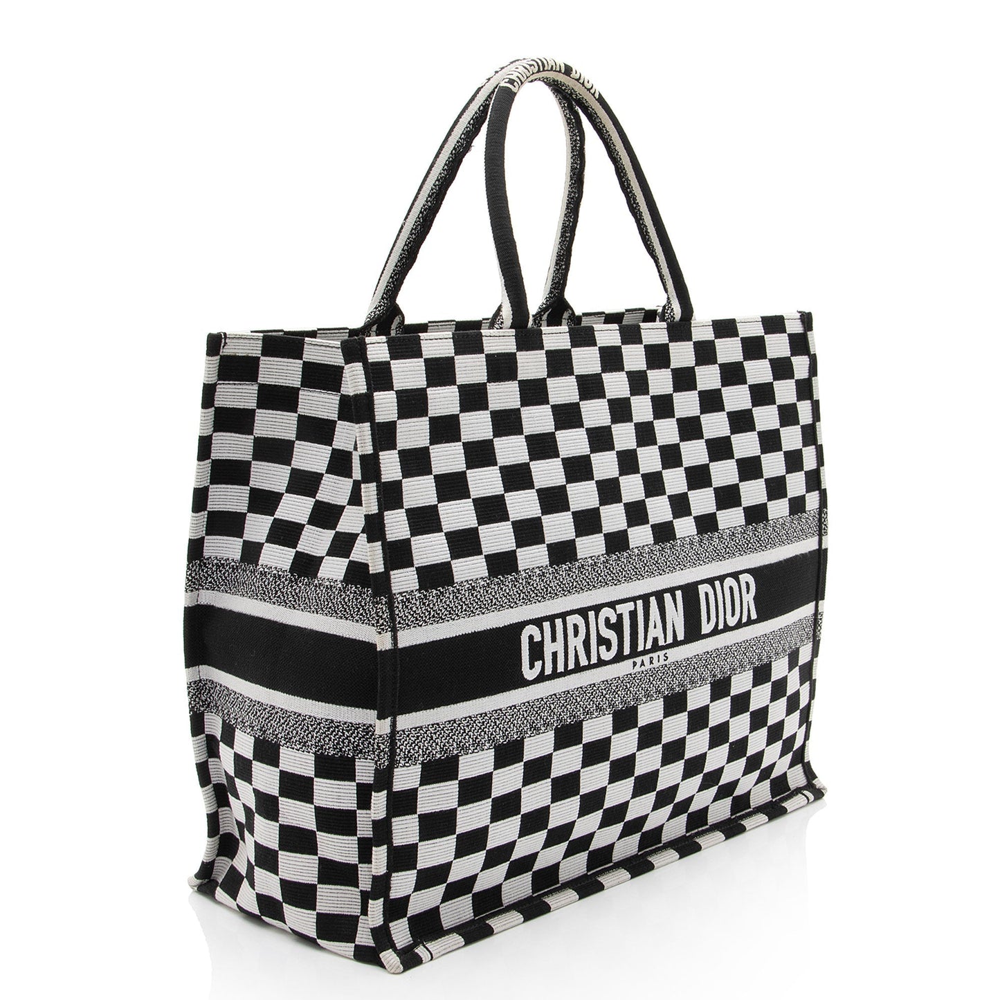 Dior Embroidered Canvas Checkered Book Tote