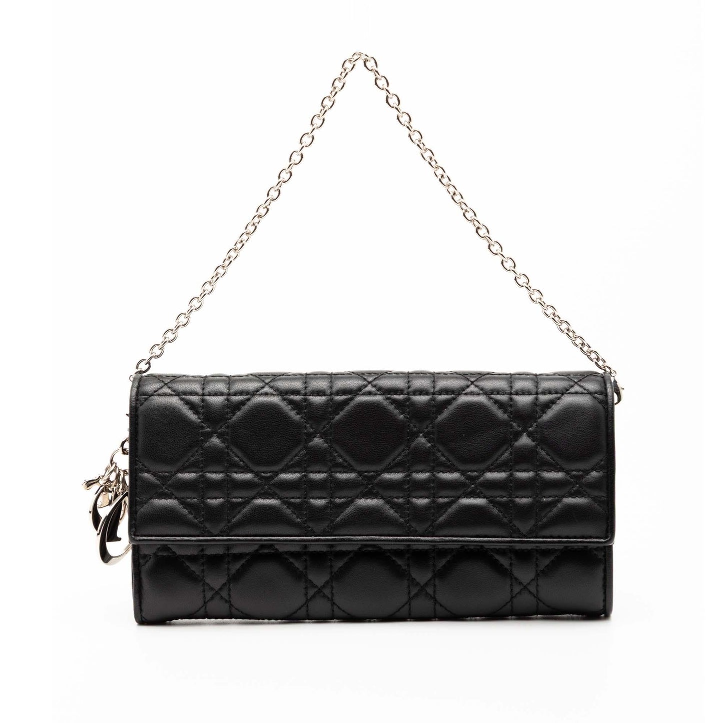 Dior Lambskin Cannage Lady Dior Wallet On Chain