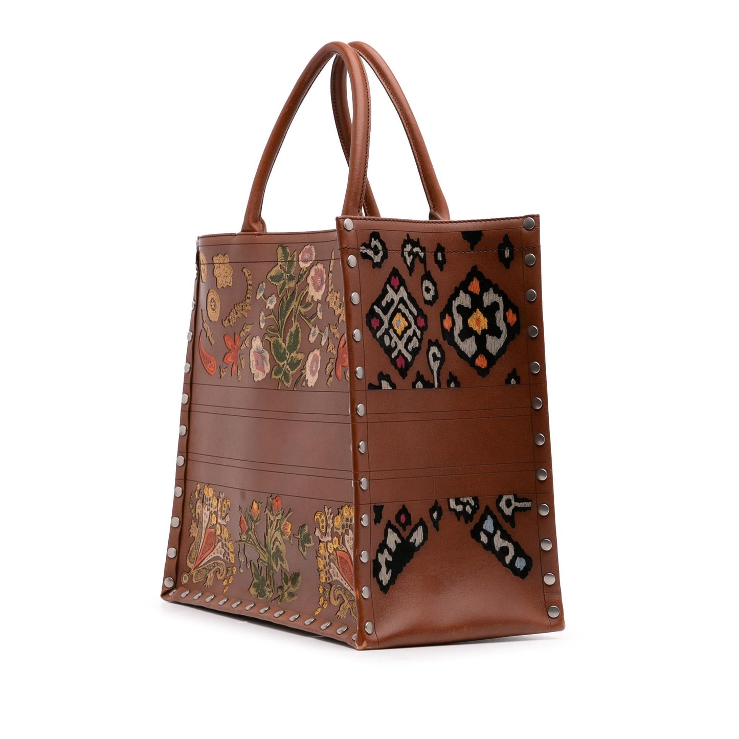 Dior Large Studded Embroidered Leather Floral Book Tote