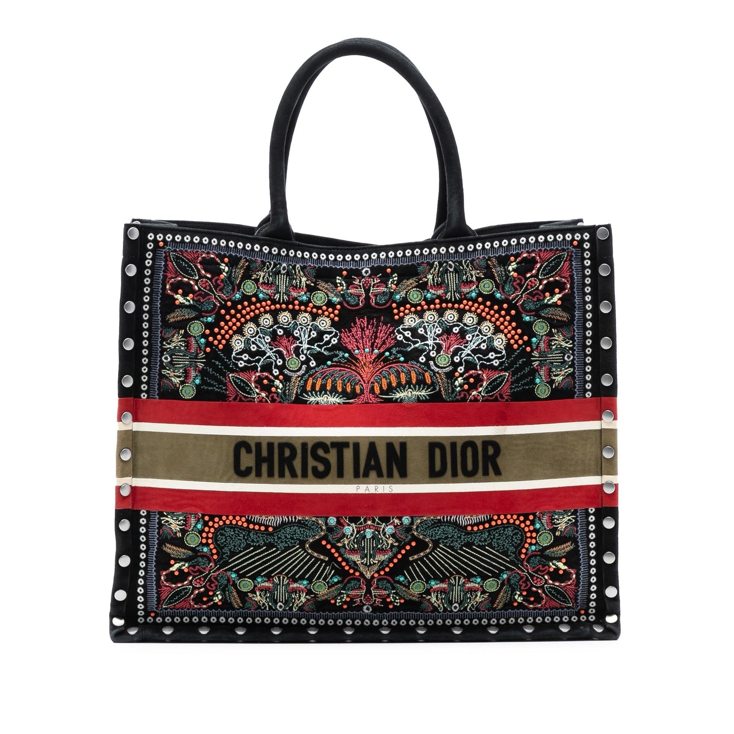 Dior Large Studded Embroidered Velvet Heart Lights Book Tote