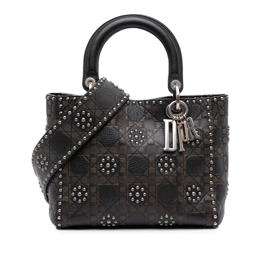 Dior Medium Calfskin Cannage Embossed Flower Studded Supple Lady Dior
