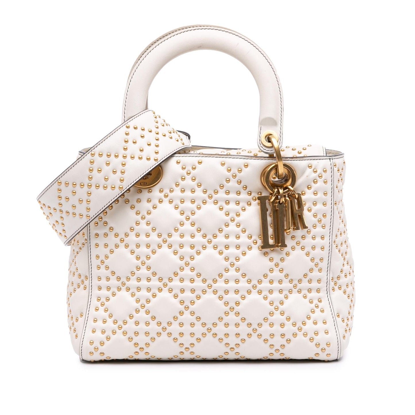 Dior Medium Calfskin Cannage Studded Supple Lady Dior