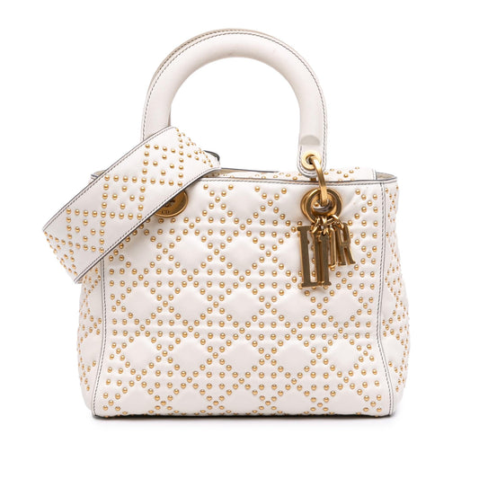 Dior Medium Calfskin Cannage Studded Supple Lady Dior