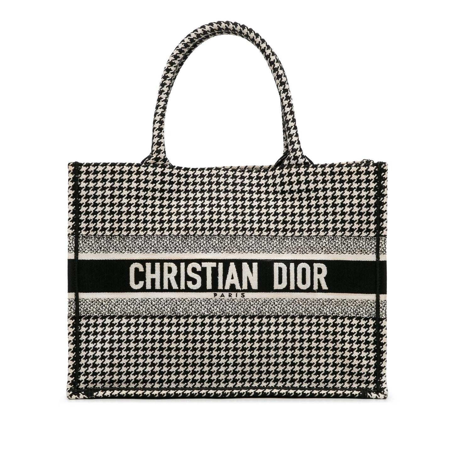Dior Medium Houndstooth Embroidered Book Tote