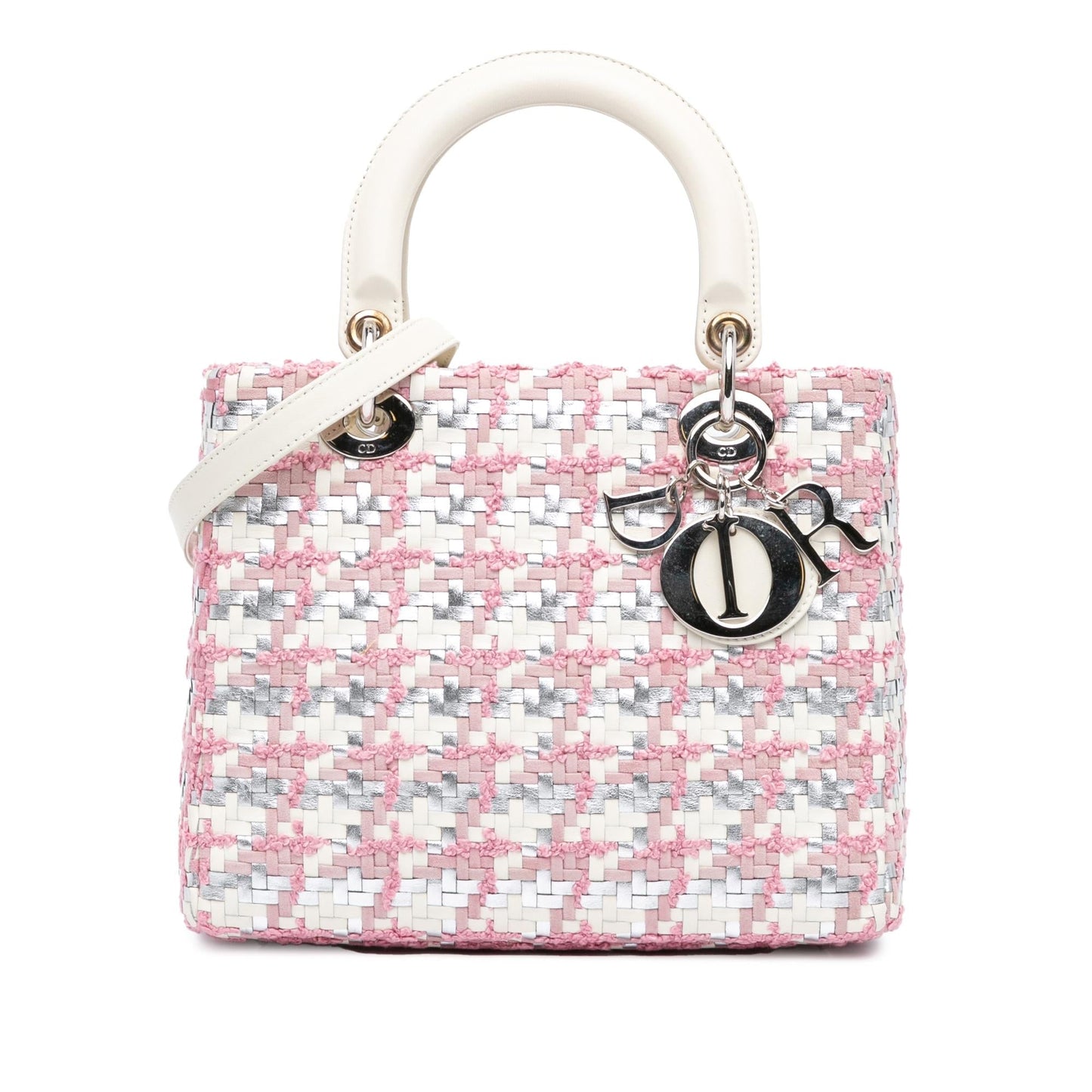 Dior Medium Lambskin And Tweed Lady Dior